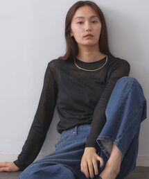 OPAQUE.CLIP | シアーラウンドネックカットソー【洗濯機洗い可】(Tシャツ/カットソー)
