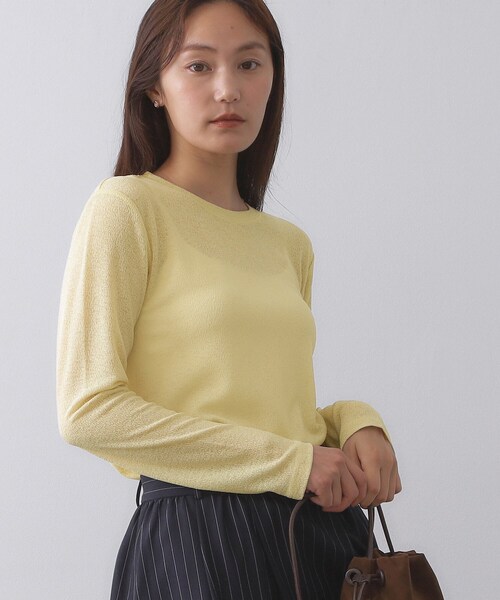 OPAQUE.CLIP(オペークドットクリップ)の「シアーラウンドネックカットソー【洗濯機洗い可】(Tシャツ/カットソー・レディース・ホワイト/チャコールグレー/ブラック/ライトイエロー系・38/40/42)」の17枚目の写真