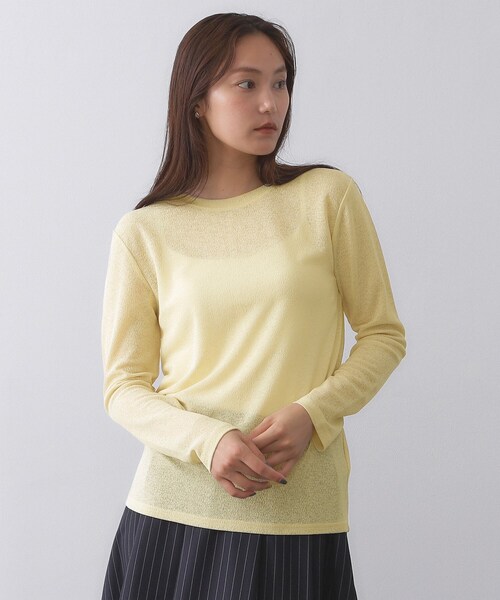 OPAQUE.CLIP(オペークドットクリップ)の「シアーラウンドネックカットソー【洗濯機洗い可】(Tシャツ/カットソー・レディース・ホワイト/チャコールグレー/ブラック/ライトイエロー系・38/40/42)」の21枚目の写真