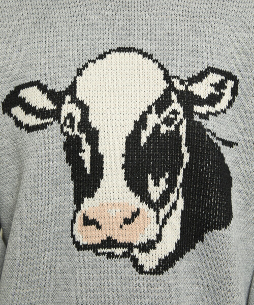 FREAK'S STORE（フリークスストア）の「PUBLUX/パブリュクス アニマル ジャガード ビッグ ニット　限定展開（ニット/セーター・レディース・グレー/グリーン/ブラック/ブルー・ﾌﾘ-）」の7枚目の写真