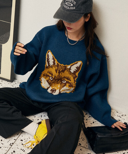 fuko♡様　ニット セーター ニット 「25AW」ピグメント加工/箔プリント天竺編みクルー