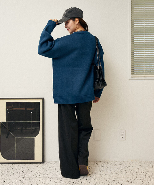 FREAK'S STORE（フリークスストア）の「PUBLUX/パブリュクス アニマル ジャガード ビッグ ニット　限定展開（ニット/セーター・レディース・グレー/グリーン/ブラック/ブルー・ﾌﾘ-）」の11枚目の写真