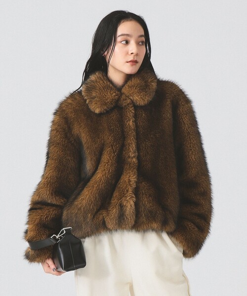 Ray BEAMS（レイビームス）の「フェイクファー ショート ブルゾン（ブルゾン・レディース・ダークブラウン/シルバー・0/1）」の21枚目の写真