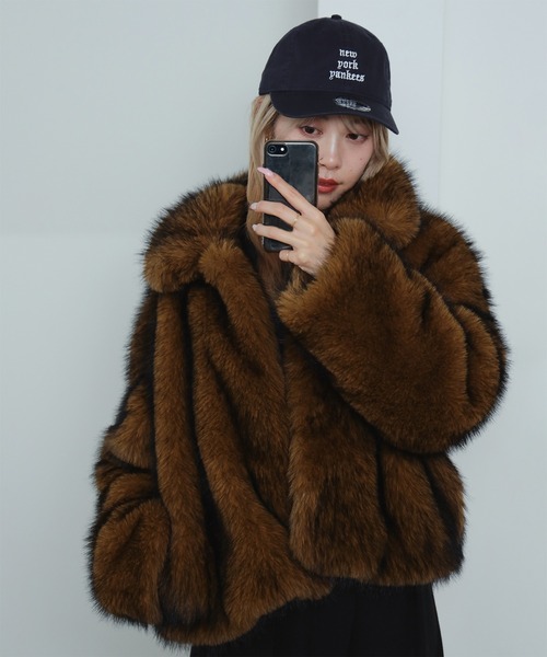 Ray BEAMS（レイビームス）の「フェイクファー ショート ブルゾン（ブルゾン・レディース・ダークブラウン/シルバー・0/1）」の16枚目の写真