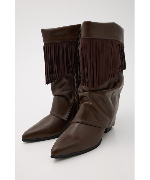 MOUSSY（マウジー）の「FRINGE COVER ブーツ（ブーツ・レディース・ブラウン・SMALL/LARGE/MEDIUM）」の13枚目の写真