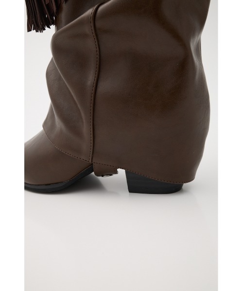 MOUSSY（マウジー）の「FRINGE COVER ブーツ（ブーツ・レディース・ブラウン・SMALL/LARGE/MEDIUM）」の5枚目の写真