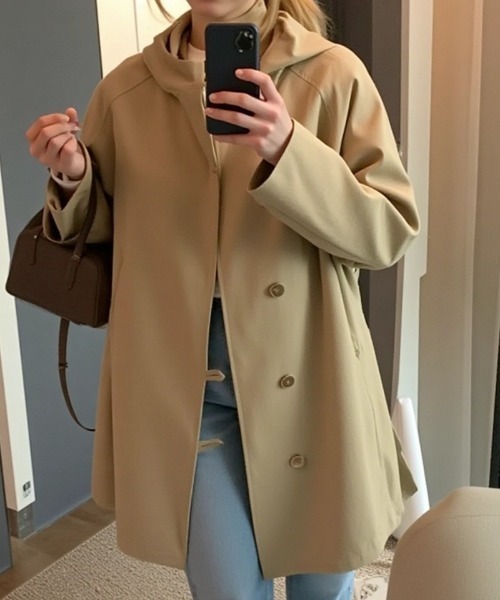 cammie(キャミー)の「バックタックデザインフード付きジャケット(その他アウター・レディース・アイボリー/ベージュ・L/M)」の4枚目の写真