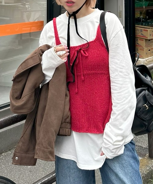 Alley Tokyo（アリートーキョー）の「ペプラムニットキャミ（その他トップス・レディース・レッド/オフホワイト/ブルー・FREE）」の3枚目の写真