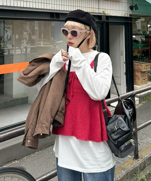 Alley Tokyo（アリートーキョー）の「ペプラムニットキャミ（その他トップス・レディース・レッド/オフホワイト/ブルー・FREE）」の5枚目の写真
