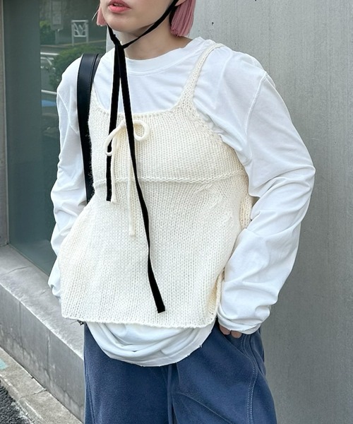 Alley Tokyo（アリートーキョー）の「ペプラムニットキャミ（その他トップス・レディース・レッド/オフホワイト/ブルー・FREE）」の8枚目の写真