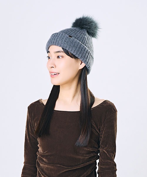 CA4LA ニット帽 フォックスファー付きニット帽　ポンポン EX PLATINA FOX 7（ニットキャップ/ビーニー）｜CA4LA（カシラ）の