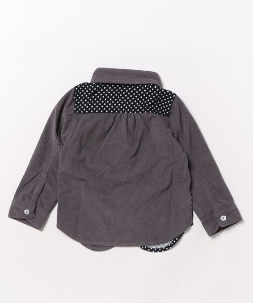Tappet(タペット)の「ドット切り替えコーデュロイシャツ(シャツ/ブラウス・キッズ・チャコール・100cm/110cm/120cm/130cm/140cm/150cm/90cm/160cm)」の2枚目の写真