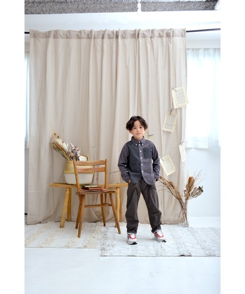 Tappet(タペット)の「ドット切り替えコーデュロイシャツ(シャツ/ブラウス・キッズ・チャコール・100cm/110cm/120cm/130cm/140cm/150cm/90cm/160cm)」の3枚目の写真