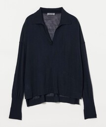 ＜conte＞シアー スキッパー プルオーバーニット