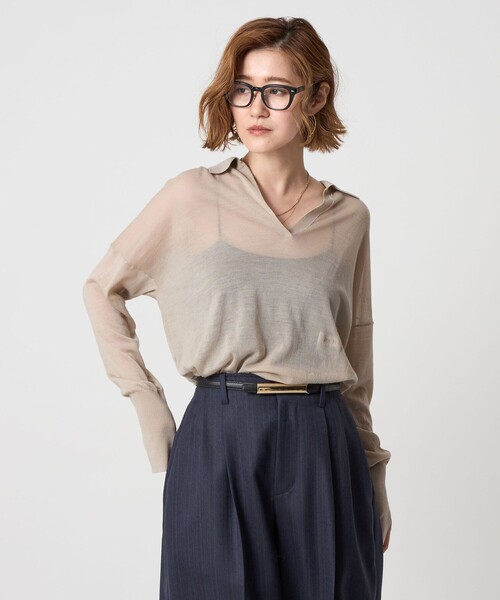 完売！入手困難！ conte コンテ スキッパー ニット　シアー オフホワイト 完売！入手困難！ conte コンテ スキッパー ニット シアー オフ