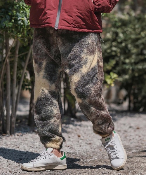 mp14199-Monotone Marble Fake Fur Balloon Pants フェイクファー