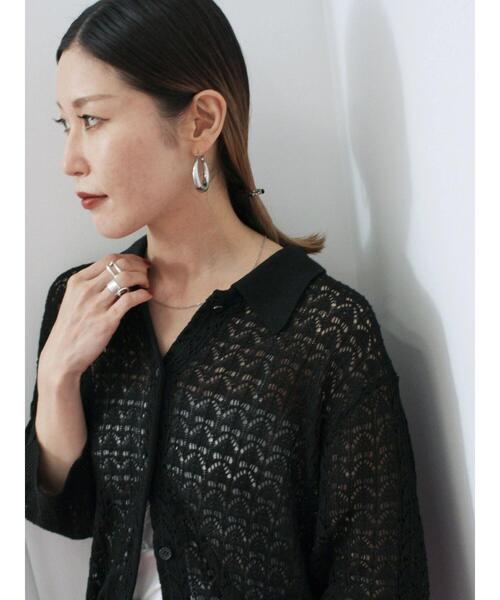 Samansa Mos2 blue（サマンサモスモスブルー）の「透かし柄ニットポロ（ニット/セーター・レディース・キナリ/ブラウン/ブラック・F）」の5枚目の写真