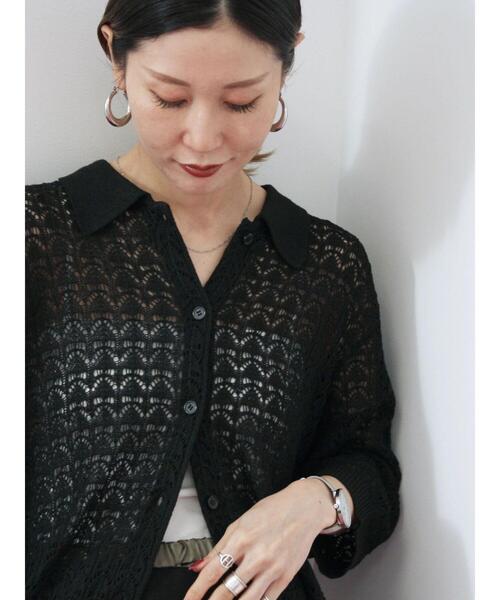 Samansa Mos2 blue（サマンサモスモスブルー）の「透かし柄ニットポロ（ニット/セーター・レディース・キナリ/ブラウン/ブラック・F）」の8枚目の写真