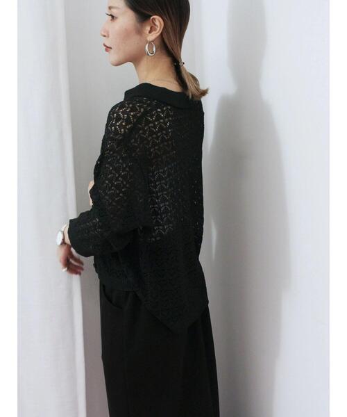 Samansa Mos2 blue（サマンサモスモスブルー）の「透かし柄ニットポロ（ニット/セーター・レディース・キナリ/ブラウン/ブラック・F）」の11枚目の写真