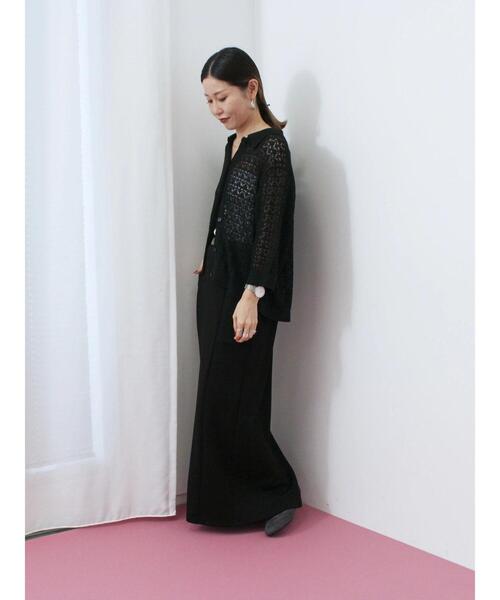 Samansa Mos2 blue（サマンサモスモスブルー）の「透かし柄ニットポロ（ニット/セーター・レディース・キナリ/ブラウン/ブラック・F）」の12枚目の写真