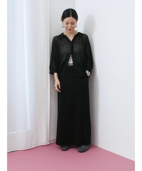 Samansa Mos2 blue（サマンサモスモスブルー）の「透かし柄ニットポロ（ニット/セーター・レディース・キナリ/ブラウン/ブラック・F）」の13枚目の写真