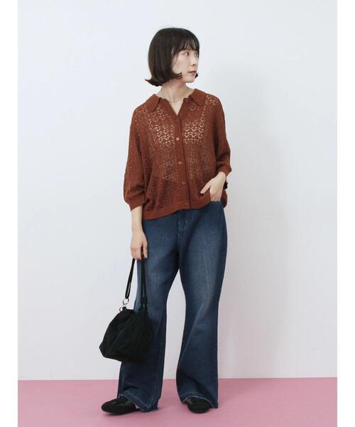 Samansa Mos2 blue（サマンサモスモスブルー）の「透かし柄ニットポロ（ニット/セーター・レディース・キナリ/ブラウン/ブラック・F）」の18枚目の写真