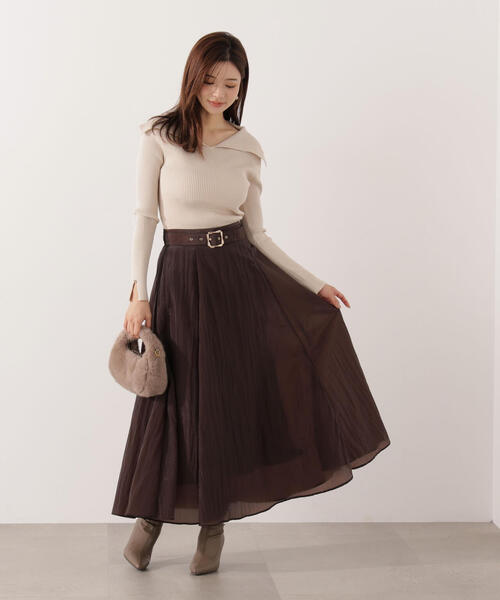 PROPORTION BODY DRESSING（プロポーションボディドレッシング）の「ベルト付きシアーフレアスカート / 1215220013（スカート・レディース・ブラック/グレー/ブラウン・P/S/MEDIUM）」の4枚目の写真