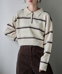 etoll. | マルチボーダーポロ襟ニット(ニット/セーター)