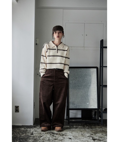 etoll.（エトル）の「マルチボーダーポロ襟ニット（ニット/セーター・レディース・グレー/アイボリー/ネイビー・FREE）」の8枚目の写真