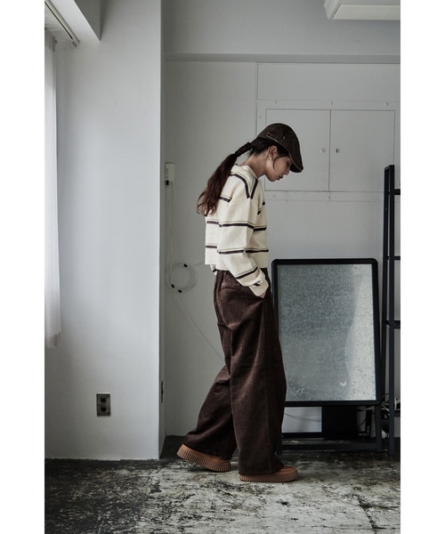 etoll.（エトル）の「マルチボーダーポロ襟ニット（ニット/セーター・レディース・グレー/アイボリー/ネイビー・FREE）」の9枚目の写真