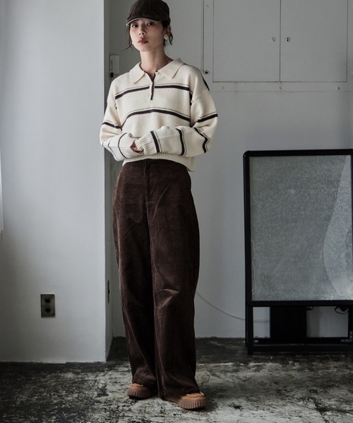 etoll.（エトル）の「マルチボーダーポロ襟ニット（ニット/セーター・レディース・グレー/アイボリー/ネイビー・FREE）」の13枚目の写真