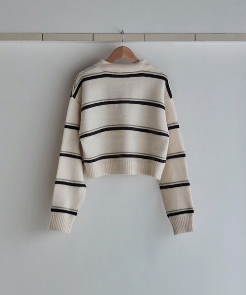 etoll.（エトル）の「マルチボーダーポロ襟ニット（ニット/セーター・レディース・グレー/アイボリー/ネイビー・FREE）」の17枚目の写真