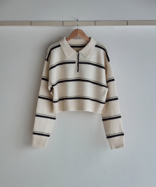 etoll.（エトル）の「マルチボーダーポロ襟ニット（ニット/セーター・レディース・グレー/アイボリー/ネイビー・FREE）」の16枚目の写真