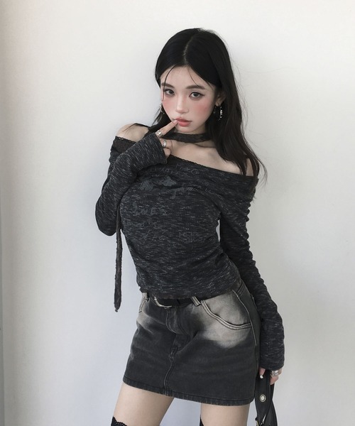 VEILA(ヴェイラ)の「ドレープデザインロングスリーブ(ニット/セーター・レディース・グレー・フリー)」の14枚目の写真