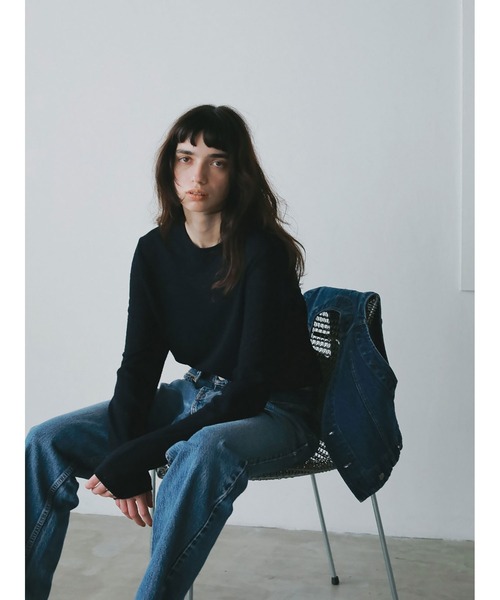 HER.(ハー)の「ウールジャガードプルオーバー(Tシャツ/カットソー・レディース・ブラック/ネイビー・フリー)」の1枚目の写真