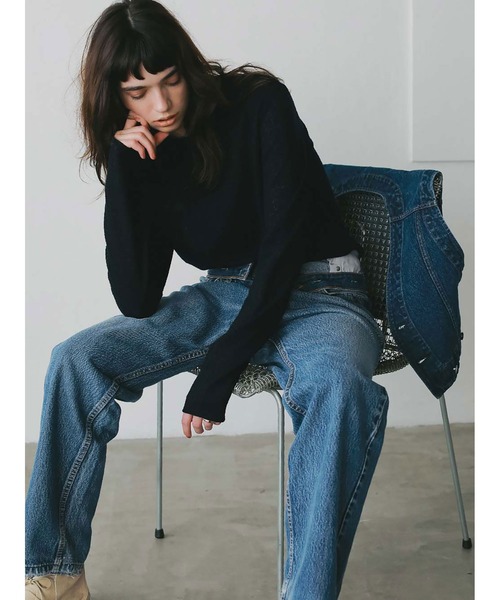 HER.(ハー)の「ウールジャガードプルオーバー(Tシャツ/カットソー・レディース・ブラック/ネイビー・フリー)」の9枚目の写真