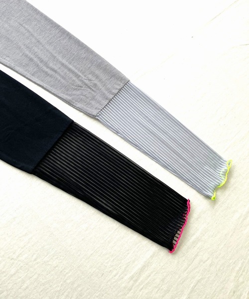 Q(キュー)の「ストライプチュールウォームインナー(Tシャツ/カットソー・レディース・ライトグレー/ブラック・MEDIUM)」の12枚目の写真