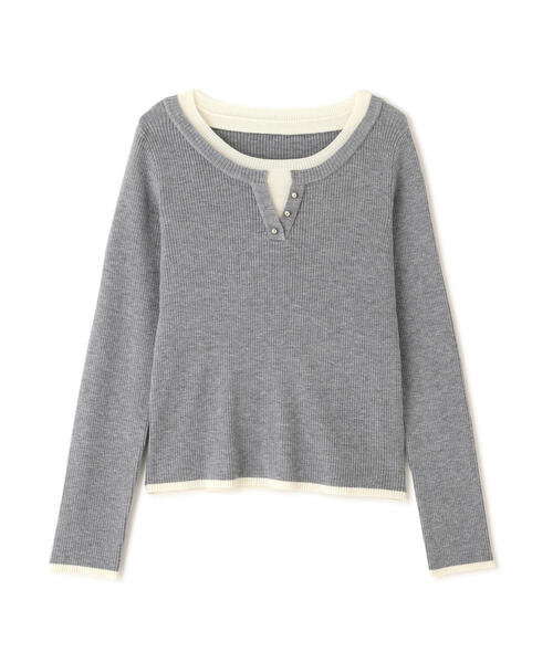 PROPORTION BODY DRESSING（プロポーションボディドレッシング）の「＜ウォッシャブル＞レイヤード風ヘンリーネックニット / 1215270024（ニット/セーター・レディース・ピンク/グレー系その他/ホワイト系その他・SMALL/MEDIUM）」の4枚目の写真