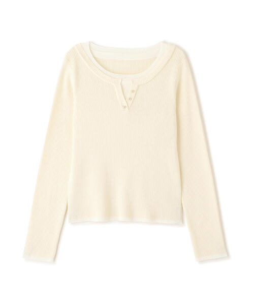 PROPORTION BODY DRESSING（プロポーションボディドレッシング）の「＜ウォッシャブル＞レイヤード風ヘンリーネックニット / 1215270024（ニット/セーター・レディース・ピンク/グレー系その他/ホワイト系その他・SMALL/MEDIUM）」の9枚目の写真