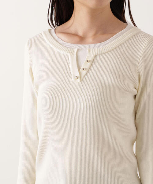 PROPORTION BODY DRESSING（プロポーションボディドレッシング）の「＜ウォッシャブル＞レイヤード風ヘンリーネックニット / 1215270024（ニット/セーター・レディース・ピンク/グレー系その他/ホワイト系その他・SMALL/MEDIUM）」の19枚目の写真