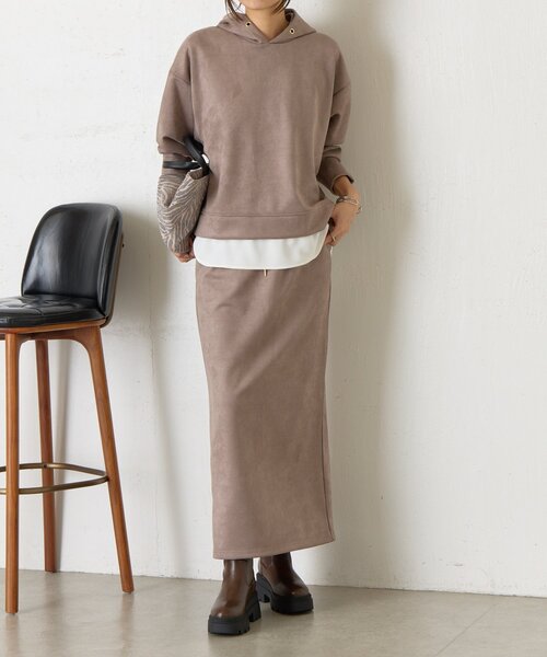 Jena espace merveilleux（ジェナ　エスパスメルヴェイユ）の「フェイクスエードセットアップ（ワンピース・レディース・チャコールグレー/グレー・FREE）」の4枚目の写真