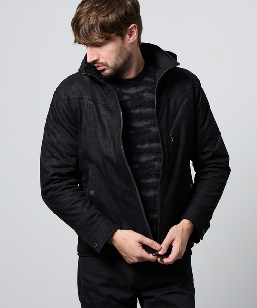 マイクロ起毛ポンチ ワッシャープリント中綿ブルゾン（ブルゾン