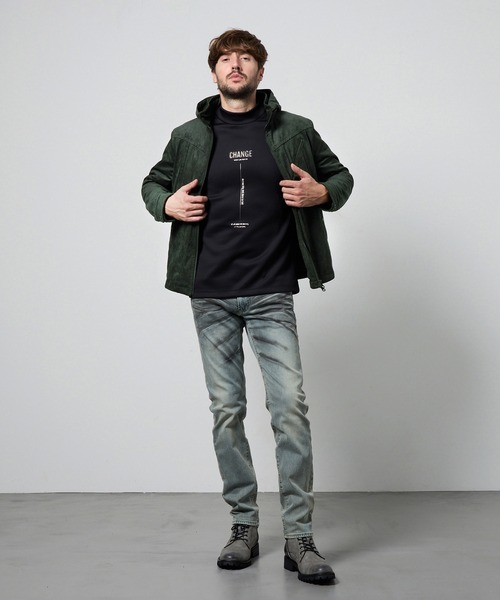 マイクロ起毛ポンチ ワッシャープリント中綿ブルゾン（ブルゾン