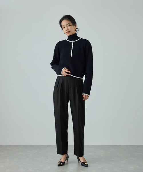 ROPE'(ロペ)の「ウール混プレミアムサキソニーパンツ/イージーケア・セットアップ対応(その他パンツ・レディース・ブラック・36/38/40)」の4枚目の写真