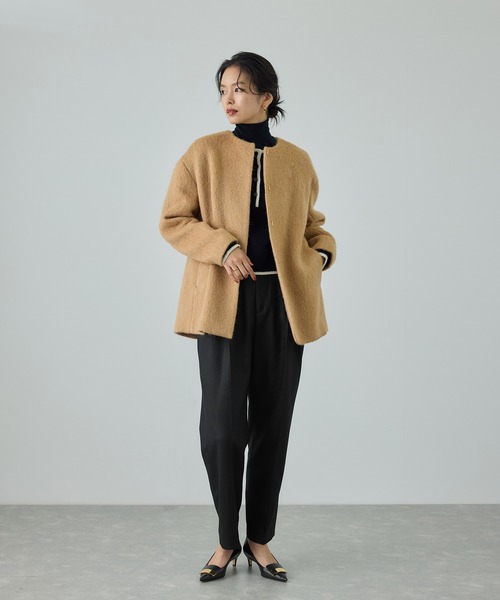 ROPE'(ロペ)の「ウール混プレミアムサキソニーパンツ/イージーケア・セットアップ対応(その他パンツ・レディース・ブラック・36/38/40)」の7枚目の写真