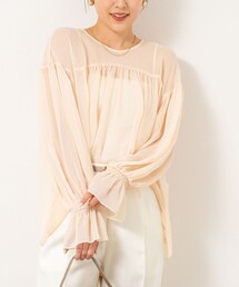 ウォッシャブル楊柳ギャザーブラウス