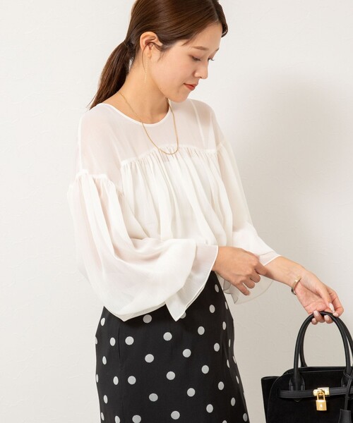 NOLLEY’S（ノーリーズ）の「ウォッシャブル楊柳ギャザーブラウス（シャツ/ブラウス・レディース・オフホワイト/カーキ/サーモンピンク・38）」の22枚目の写真