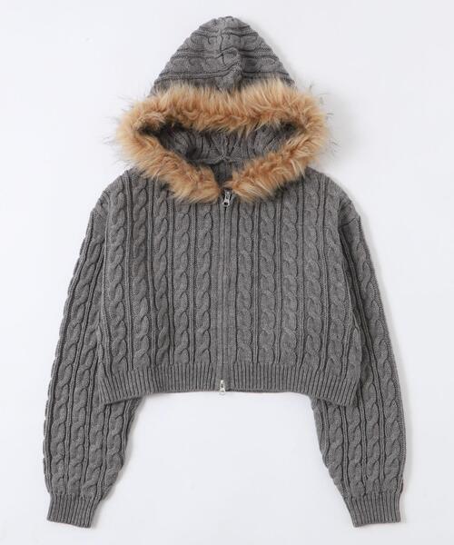 フェイクファー付きニットパーカー フェイクファー付きニットパーカー | JILL by JILL STUART（ジル バイ