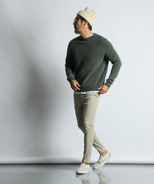 The DUFFER of ST.GEORGE（ザダファーオブセントジョージ）の「GARMENT-DYE FADE COLOR KNIT：製品染め フェードカラー ニット（ニット/セーター・メンズ・ブルー/ブルーグリーン/バーガンディー/ブラック・SMALL/MEDIUM/LARGE/X-LARGE）」の10枚目の写真