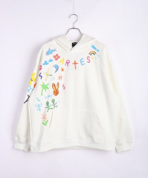 WESTSEA(ウエストシー)の「落書きモチーフ プルパーカー 長袖(パーカー・メンズ・ホワイト/ブラック・M/L/XL)」の7枚目の写真